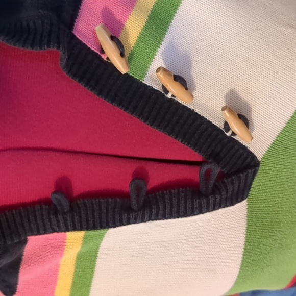 Liz Claiborne Hooded Raglan Sleeve Kangaroo Pocket Striped Sweater Petite S - Picture 4 of 8